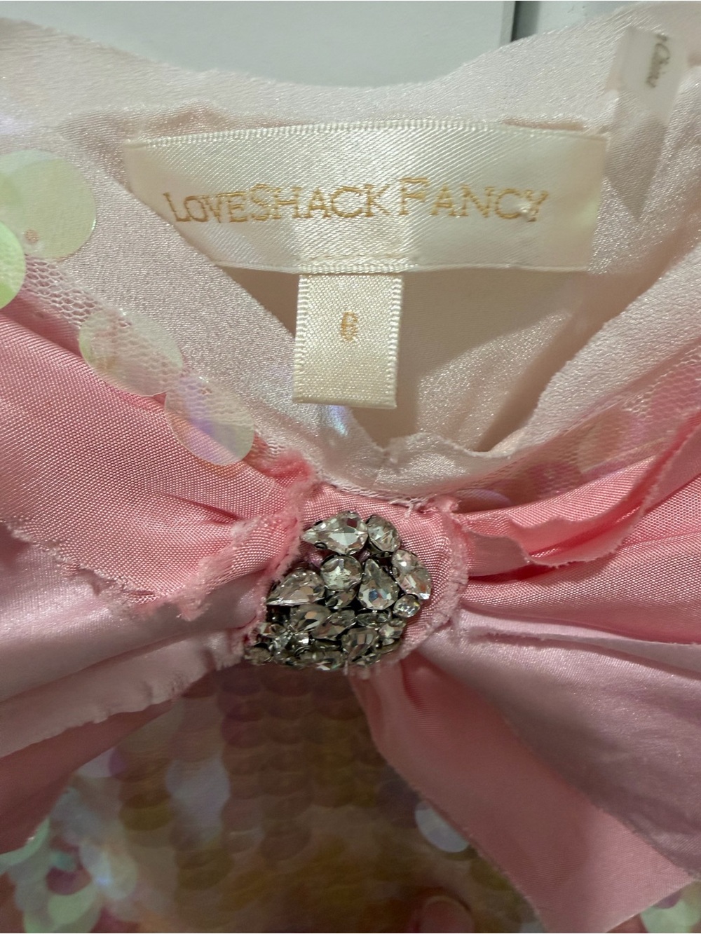LoveShackFancy Kumi Sequin Statement Dress in Iridescent Pink - Picture 5 of 6
